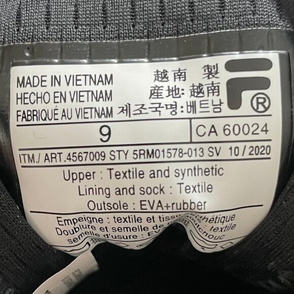 Fila Trazoros Energized 2 Athletic Lo Cut Lace Up Sneakers Black + White Sz 9 - Picture 8 of 11